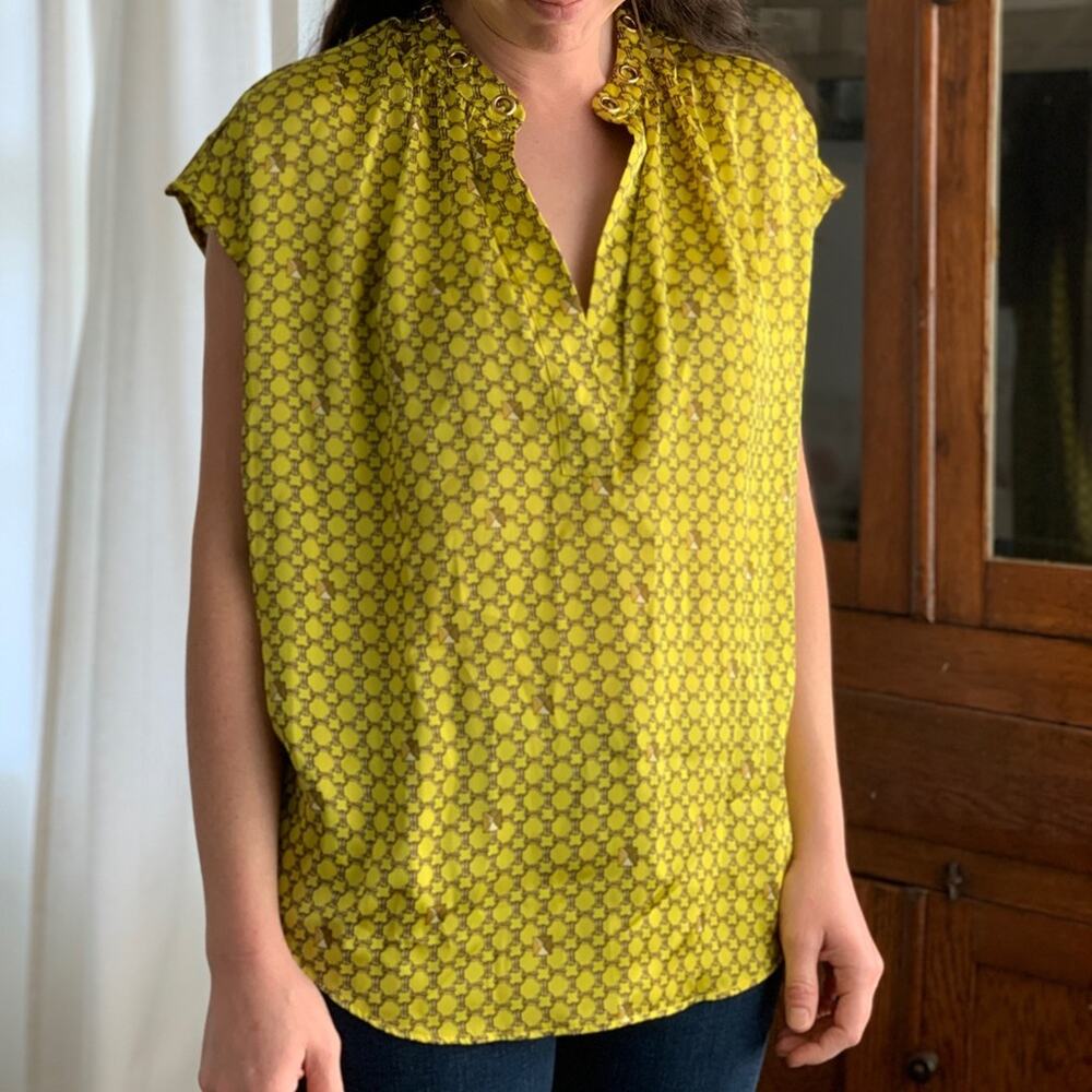 Michael Kors Yellow Print Tunic Top, Size S